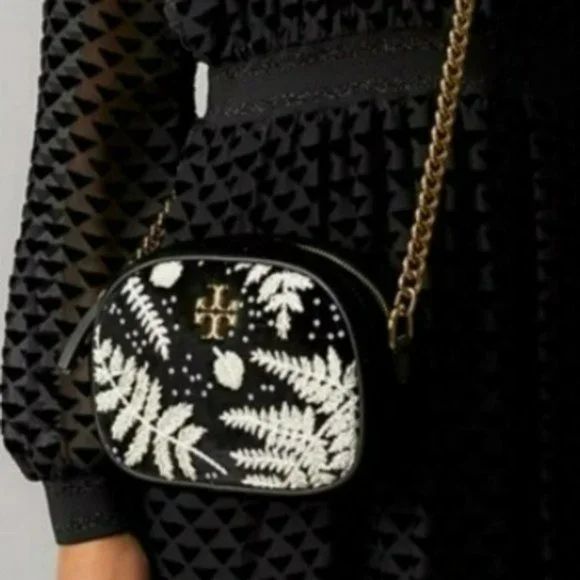 Tory Burch Kira Velvet Embroidered Crossbody Handbag - Picture 5 of 8